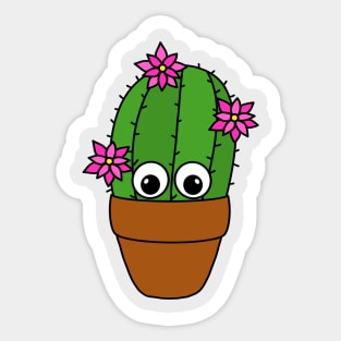 Cute Cactus Design #325: Cactus With Pretty Flowers Sticker